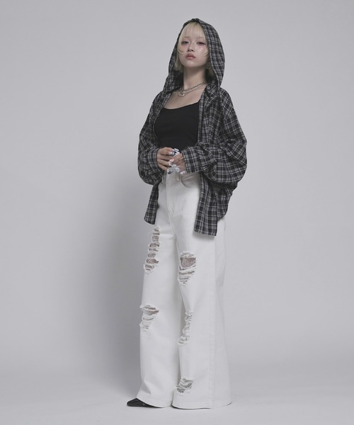 17HR（セブンティーンアワーズ）の「フード付きチェックシャツ（シャツ/ブラウス・レディース・ブラック/ブラウン・FREE）」の20枚目の写真