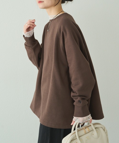 PUAL CE CIN（ピュアルセシン）の「裏起毛ポンチョスウェットプルオーバー（スウェット・レディース・ブラウン/グレー・FREE）」の2枚目の写真