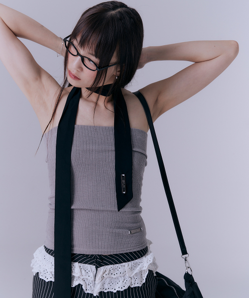 SILN(シルン)の「90s rib tube top (DUSTY BEIGE)(Tシャツ/カットソー・レディース・その他・FREE)」の1枚目の写真