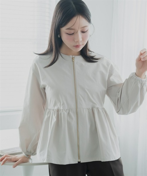 Petitjo（プッチージョ）の「小さいサイズ　ヘムフレアノーカラージャケット　低身長さん・小柄女性（その他アウター・レディース・ブラック/ベージュ・PS/PSS/PL/PM）」の3枚目の写真