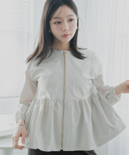 Petitjo（プッチージョ）の「小さいサイズ　ヘムフレアノーカラージャケット　低身長さん・小柄女性（その他アウター・レディース・ブラック/ベージュ・PS/PSS/PL/PM）」の4枚目の写真