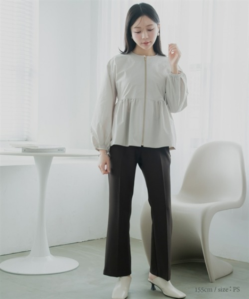 Petitjo（プッチージョ）の「小さいサイズ　ヘムフレアノーカラージャケット　低身長さん・小柄女性（その他アウター・レディース・ブラック/ベージュ・PS/PSS/PL/PM）」の5枚目の写真