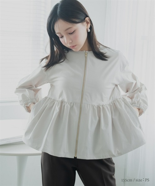 Petitjo（プッチージョ）の「小さいサイズ　ヘムフレアノーカラージャケット　低身長さん・小柄女性（その他アウター・レディース・ブラック/ベージュ・PS/PSS/PL/PM）」の8枚目の写真