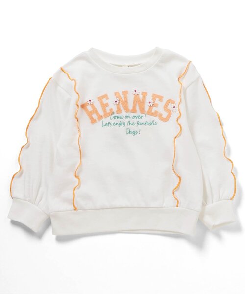 apres les cours(アプレレクール)の「【WEB限定】刺繍カレッジロゴ メロウトレーナー(スウェット・キッズ・ライトグレー/ピンク/オフホワイト/オレンジ・100/90/80/140/130/120/110)」の11枚目の写真