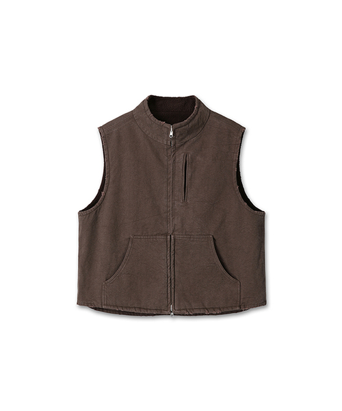 9999ARCHIVE(9999アーカイブ)の「Vintage Reversible Oxford Vest(ベスト・レディース・ブラウン・1/2)」の1枚目の写真