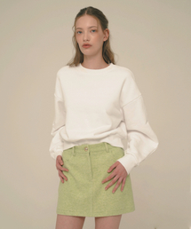Herringbone Wool Blended Mini Skirt