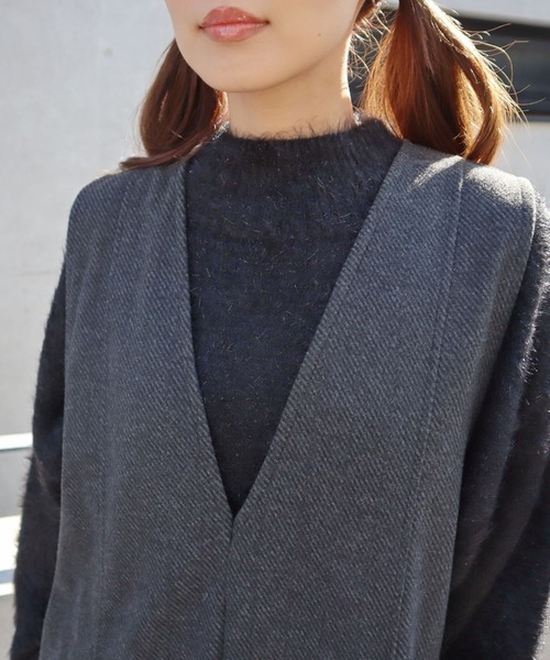 CECIL McBEE(セシルマクビー)の「ウールライク深Vネックジャンスカ(ワンピース・レディース・ブラック/グレー・MEDIUM/LARGE)」の7枚目の写真