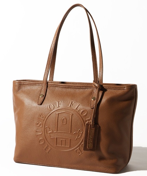 HOUSE OF FLORENCE(ハウスオブフローレンス)の「【HOUSE OF FLORENCE/ハウス オブ フローレンス】イタリアンレザー 型押しエンボス トートバッグ(M)(トートバッグ・レディース・ピンク/グリーン/ブラウン/イエロー/グレイッシュベージュ/ブラック/ブルー・FREE)」の2枚目の写真