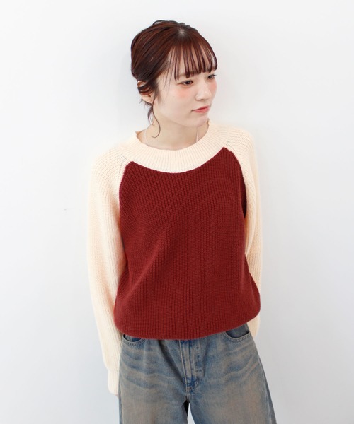 ABYS（アビス）の「ラグランバイカラーニット（ニット/セーター・レディース・ブルー/グリーン/レッド・FREE）」の18枚目の写真