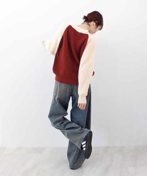 ABYS（アビス）の「ラグランバイカラーニット（ニット/セーター・レディース・ブルー/グリーン/レッド・FREE）」の22枚目の写真