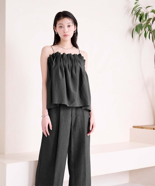 UR'S（ユアーズ）の「シェルプリーツキャミトップス（キャミソール・レディース・ホワイト/ブルー/チャコール・L/M/S）」の12枚目の写真