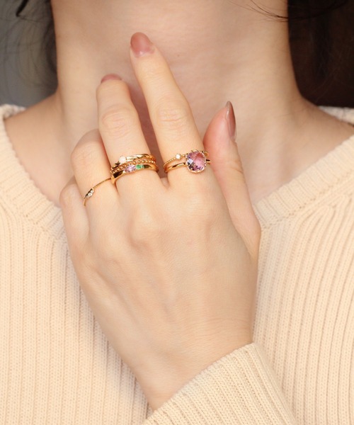 NOIR DE POUPEE（ノワールドプーペ）の「【WEB限定】K18vermeil 12本爪天然石リング（リング・レディース・パープル/ライトグリーン・#15/#13/#11）」の13枚目の写真