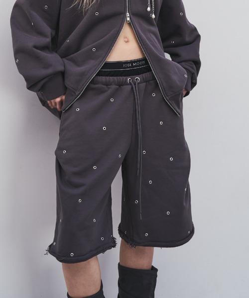 JOSE MOON（ジョゼムーン）の「SWEAT HALF PANTS/スウェットハーフパンツ（スウェットパンツ・レディース・グレー/チャコールグレー・FREE）」の2枚目の写真