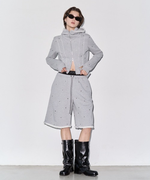 JOSE MOON（ジョゼムーン）の「SWEAT HALF PANTS/スウェットハーフパンツ（スウェットパンツ・レディース・グレー/チャコールグレー・FREE）」の9枚目の写真