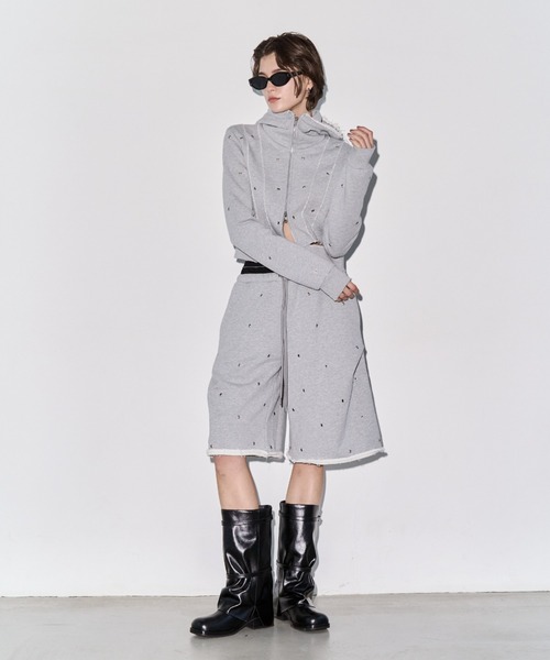 JOSE MOON（ジョゼムーン）の「SWEAT HALF PANTS/スウェットハーフパンツ（スウェットパンツ・レディース・グレー/チャコールグレー・FREE）」の10枚目の写真