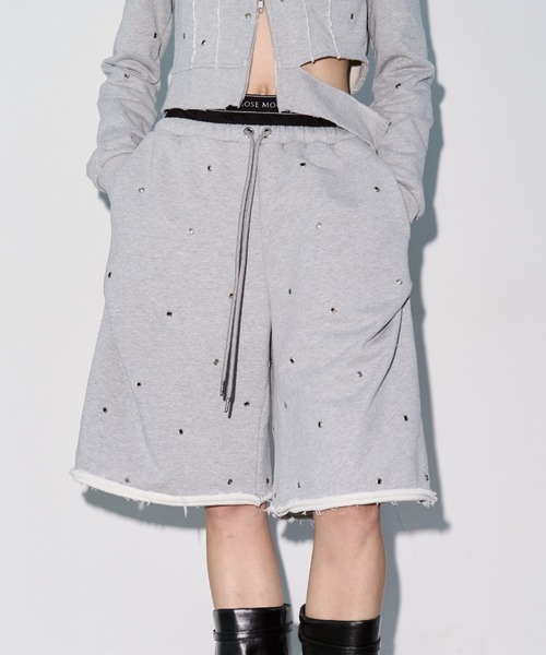 JOSE MOON（ジョゼムーン）の「SWEAT HALF PANTS/スウェットハーフパンツ（スウェットパンツ・レディース・グレー/チャコールグレー・FREE）」の3枚目の写真