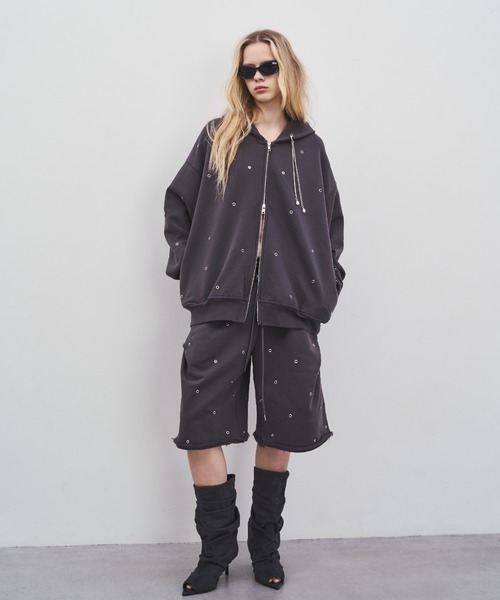 JOSE MOON（ジョゼムーン）の「SWEAT HALF PANTS/スウェットハーフパンツ（スウェットパンツ・レディース・グレー/チャコールグレー・FREE）」の18枚目の写真