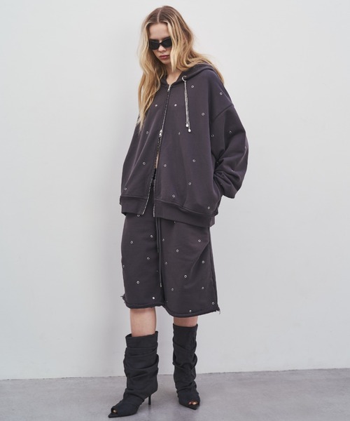 JOSE MOON（ジョゼムーン）の「SWEAT HALF PANTS/スウェットハーフパンツ（スウェットパンツ・レディース・グレー/チャコールグレー・FREE）」の19枚目の写真