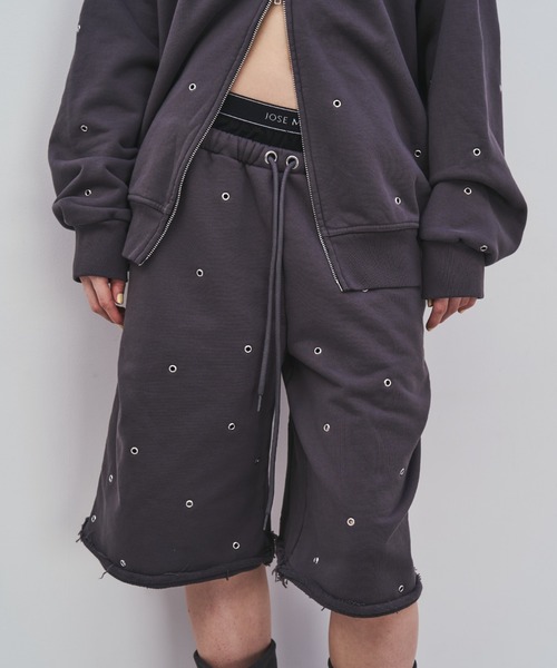 JOSE MOON（ジョゼムーン）の「SWEAT HALF PANTS/スウェットハーフパンツ（スウェットパンツ・レディース・グレー/チャコールグレー・FREE）」の15枚目の写真