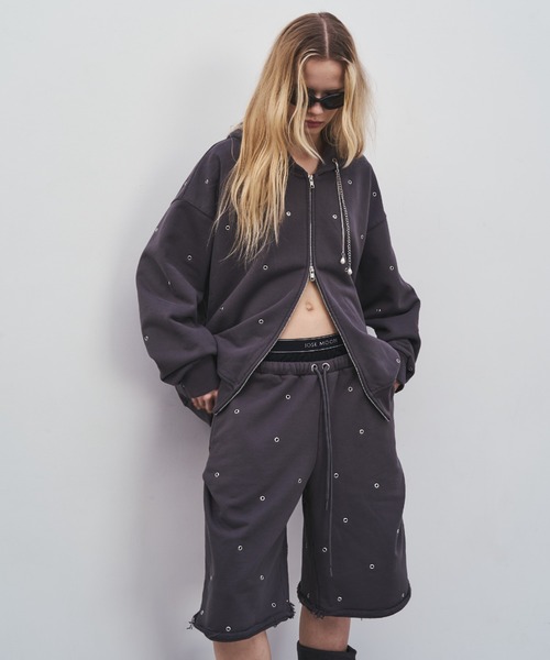 JOSE MOON（ジョゼムーン）の「SWEAT HALF PANTS/スウェットハーフパンツ（スウェットパンツ・レディース・グレー/チャコールグレー・FREE）」の17枚目の写真