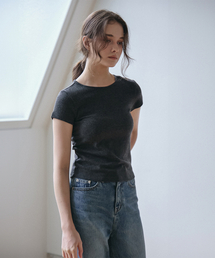 ベイビーリップハーフスリーブTシャツ_チャコール