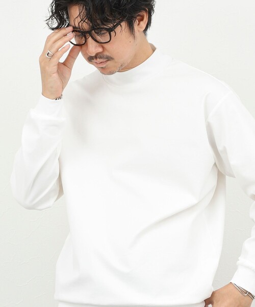 NOLLEY’S（ノーリーズ）の「モックネック長袖Tシャツ/ロンT/オーバーサイズ/26SS（Tシャツ/カットソー・メンズ・ホワイト/チャコールグレー/ベージュ・S/L/M）」の2枚目の写真