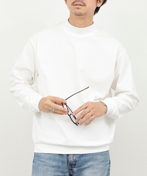 NOLLEY’S（ノーリーズ）の「モックネック長袖Tシャツ/ロンT/オーバーサイズ/26SS（Tシャツ/カットソー・メンズ・ホワイト/チャコールグレー/ベージュ・S/L/M）」の4枚目の写真