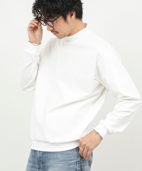 NOLLEY’S（ノーリーズ）の「モックネック長袖Tシャツ/ロンT/オーバーサイズ/26SS（Tシャツ/カットソー・メンズ・ホワイト/チャコールグレー/ベージュ・S/L/M）」の5枚目の写真