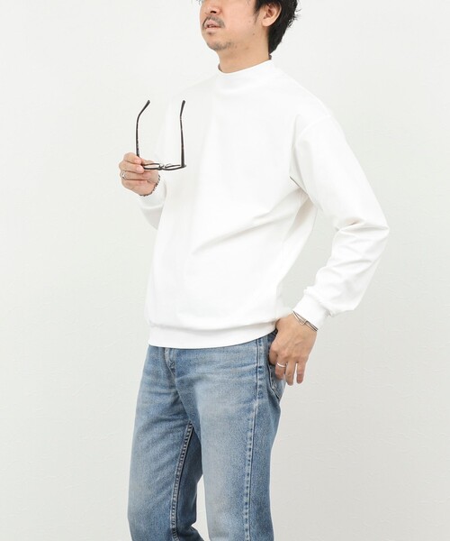 NOLLEY’S（ノーリーズ）の「モックネック長袖Tシャツ/ロンT/オーバーサイズ/26SS（Tシャツ/カットソー・メンズ・ホワイト/チャコールグレー/ベージュ・S/L/M）」の6枚目の写真