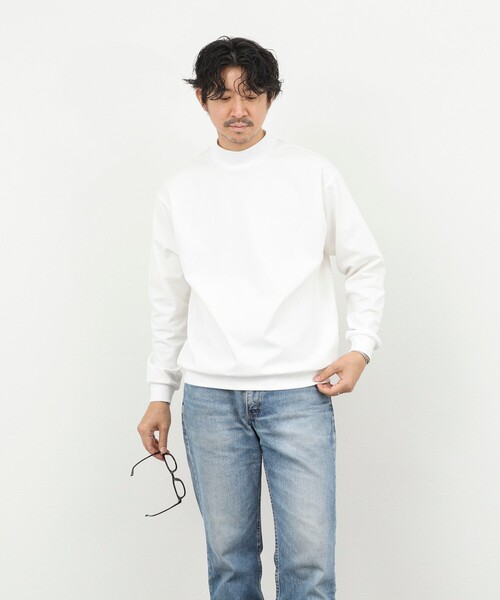 NOLLEY’S（ノーリーズ）の「モックネック長袖Tシャツ/ロンT/オーバーサイズ/26SS（Tシャツ/カットソー・メンズ・ホワイト/チャコールグレー/ベージュ・S/L/M）」の8枚目の写真