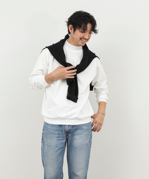 NOLLEY’S（ノーリーズ）の「モックネック長袖Tシャツ/ロンT/オーバーサイズ/26SS（Tシャツ/カットソー・メンズ・ホワイト/チャコールグレー/ベージュ・S/L/M）」の14枚目の写真