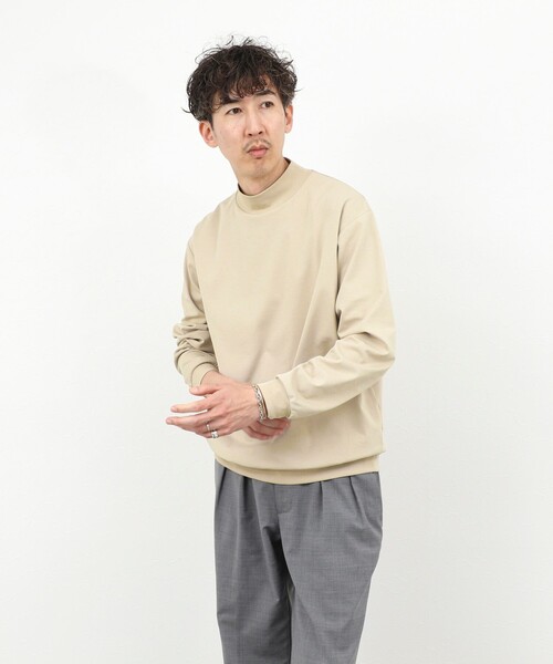 NOLLEY’S（ノーリーズ）の「モックネック長袖Tシャツ/ロンT/オーバーサイズ/26SS（Tシャツ/カットソー・メンズ・ホワイト/チャコールグレー/ベージュ・S/L/M）」の21枚目の写真