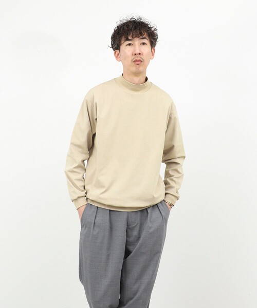 NOLLEY’S（ノーリーズ）の「モックネック長袖Tシャツ/ロンT/オーバーサイズ/26SS（Tシャツ/カットソー・メンズ・ホワイト/チャコールグレー/ベージュ・S/L/M）」の22枚目の写真