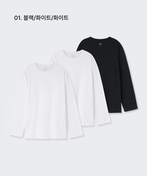 MUSINSA STANDARD(ムシンサスタンダード)の「ベーシック長袖Tシャツ3パック(Tシャツ/カットソー・レディース・その他・S/M/XL/2XL/XXX-LARGE/L)」の2枚目の写真