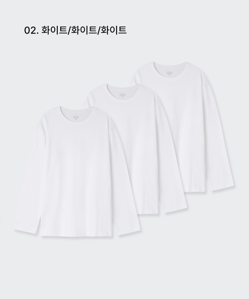 MUSINSA STANDARD(ムシンサスタンダード)の「ベーシック長袖Tシャツ3パック(Tシャツ/カットソー・レディース・その他・S/M/XL/2XL/XXX-LARGE/L)」の3枚目の写真