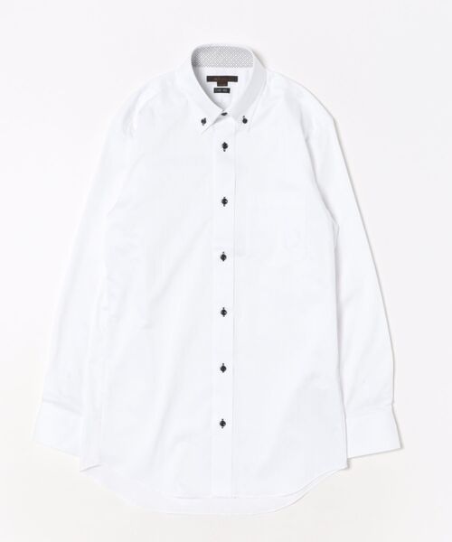 m.f.editorial（エムエフエディトリアル）の「ワイシャツ メンズ ストレッチ イージーアイロン 綿混 ショート ボタンダウン 長袖 ビジネス ドレス NEWスタンダードフィット（ビジネスシャツ・メンズ・ホワイト・首回り41cm-裄丈86cm/首回り43cm-裄丈82cm/首回り43cm-裄丈86cm/首回り45cm-裄丈86cm/首回り37cm-裄丈80cm/首回り39cm-裄丈80cm/首回り39cm-裄丈84cm/首回り41cm-裄丈82cm）」の2枚目の写真