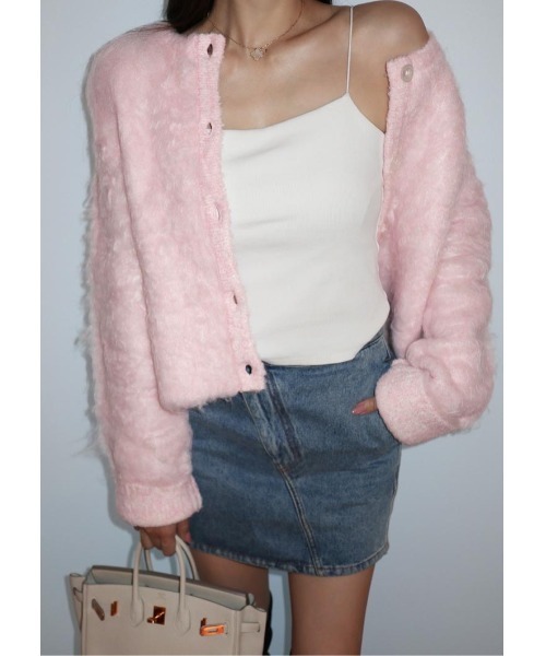 LUDICRUM(ルーディクルム)の「Cotton candy knit jacket(カーディガン/ボレロ・レディース・ベビーピンク/オフホワイト・FREE)」の2枚目の写真