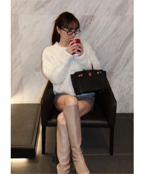 LUDICRUM(ルーディクルム)の「Cotton candy knit jacket(カーディガン/ボレロ・レディース・ベビーピンク/オフホワイト・FREE)」の3枚目の写真