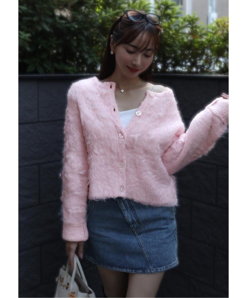 LUDICRUM(ルーディクルム)の「Cotton candy knit jacket(カーディガン/ボレロ・レディース・ベビーピンク/オフホワイト・FREE)」の7枚目の写真