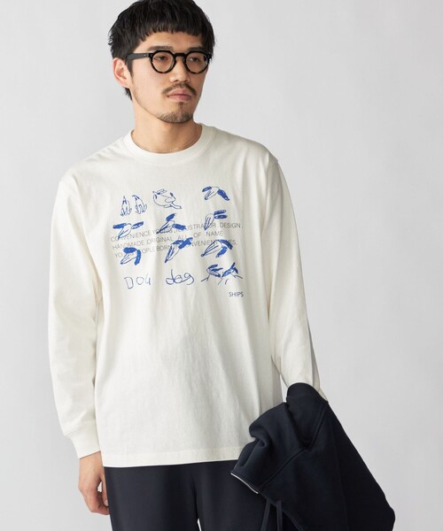 SHIPS(シップス)の「【WEB限定/SHIPS別注】CONVENIENCEYOUNG: DOG LS T(Tシャツ/カットソー・メンズ・ブルー/レッド・SMALL/MEDIUM/LARGE/X-LARGE)」の2枚目の写真