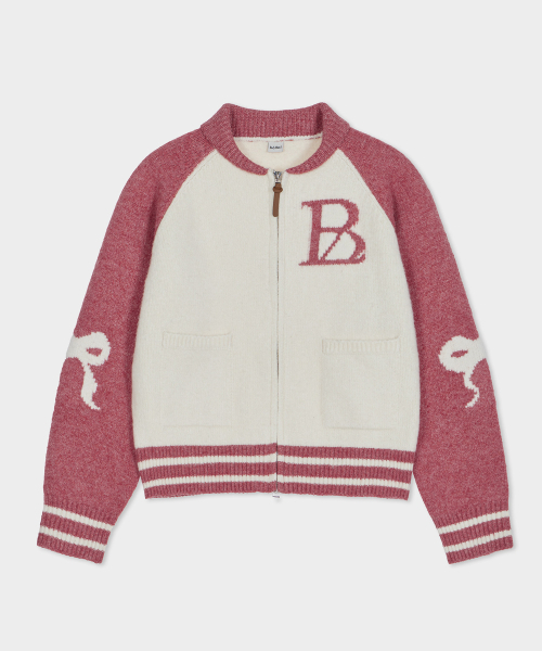 BELLOL(ベロエル)の「Big logo ribbon knit zip-Up PINK(ニット/セーター・レディース・その他・FREE)」の3枚目の写真