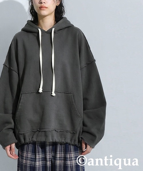 antiqua（アンティカ）の「裏毛 パーカー（パーカー・レディース・ブラック/チャコールグレー・ONESIZE）」の8枚目の写真