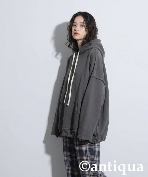 antiqua（アンティカ）の「裏毛 パーカー（パーカー・レディース・ブラック/チャコールグレー・ONESIZE）」の9枚目の写真