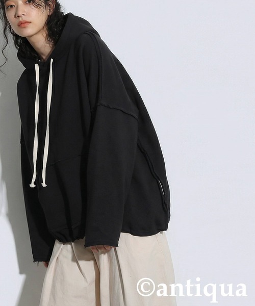 antiqua（アンティカ）の「裏毛 パーカー（パーカー・レディース・ブラック/チャコールグレー・ONESIZE）」の4枚目の写真