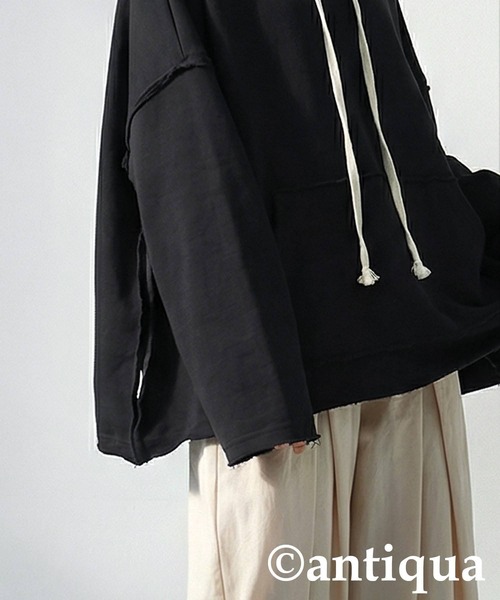 antiqua（アンティカ）の「裏毛 パーカー（パーカー・レディース・ブラック/チャコールグレー・ONESIZE）」の6枚目の写真