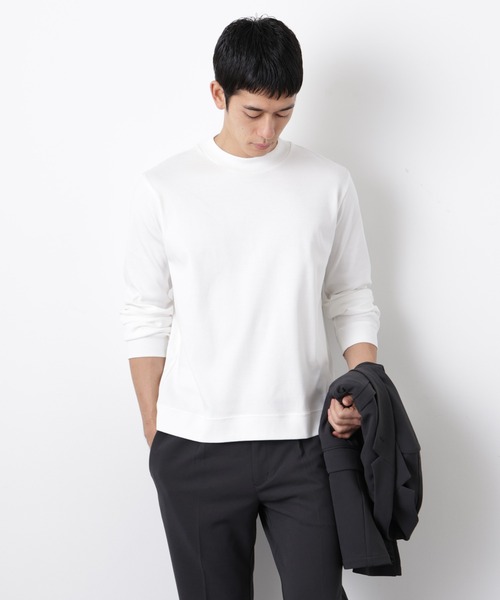 NANO universe（ナノユニバース）の「「FORMAL JERSEY」モックネックカットソー長袖（Tシャツ/カットソー・メンズ・ホワイト/グリーン系その他4/ブラック・M/S/L）」の2枚目の写真