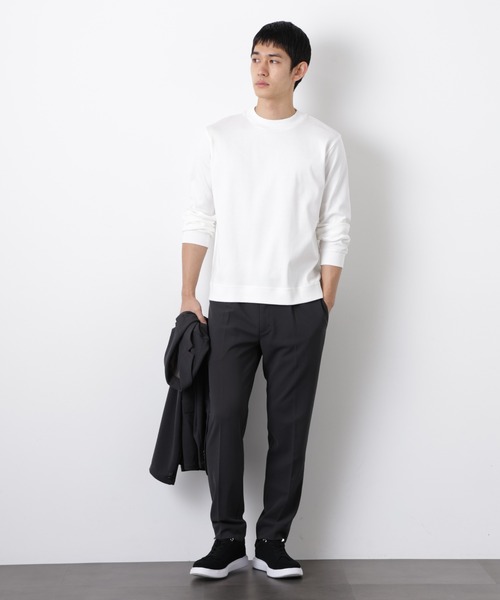 NANO universe（ナノユニバース）の「「FORMAL JERSEY」モックネックカットソー長袖（Tシャツ/カットソー・メンズ・ホワイト/グリーン系その他4/ブラック・M/S/L）」の7枚目の写真