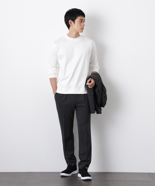 NANO universe（ナノユニバース）の「「FORMAL JERSEY」モックネックカットソー長袖（Tシャツ/カットソー・メンズ・ホワイト/グリーン系その他4/ブラック・M/S/L）」の8枚目の写真