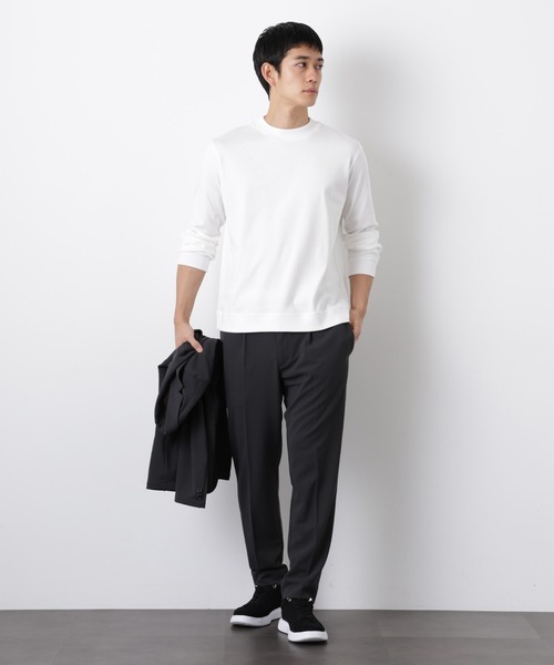 NANO universe（ナノユニバース）の「「FORMAL JERSEY」モックネックカットソー長袖（Tシャツ/カットソー・メンズ・ホワイト/グリーン系その他4/ブラック・M/S/L）」の9枚目の写真