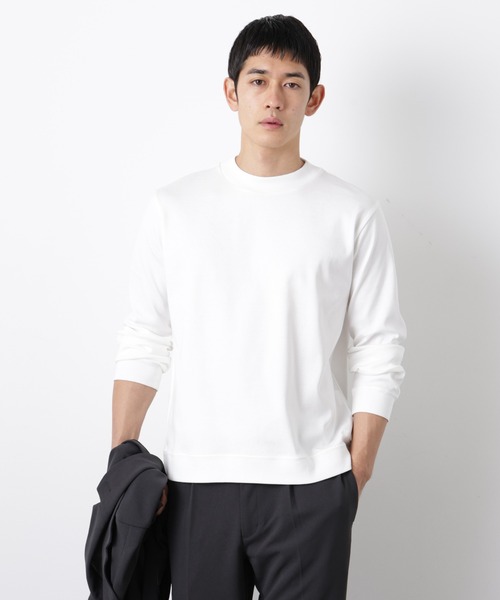 NANO universe（ナノユニバース）の「「FORMAL JERSEY」モックネックカットソー長袖（Tシャツ/カットソー・メンズ・ホワイト/グリーン系その他4/ブラック・M/S/L）」の4枚目の写真